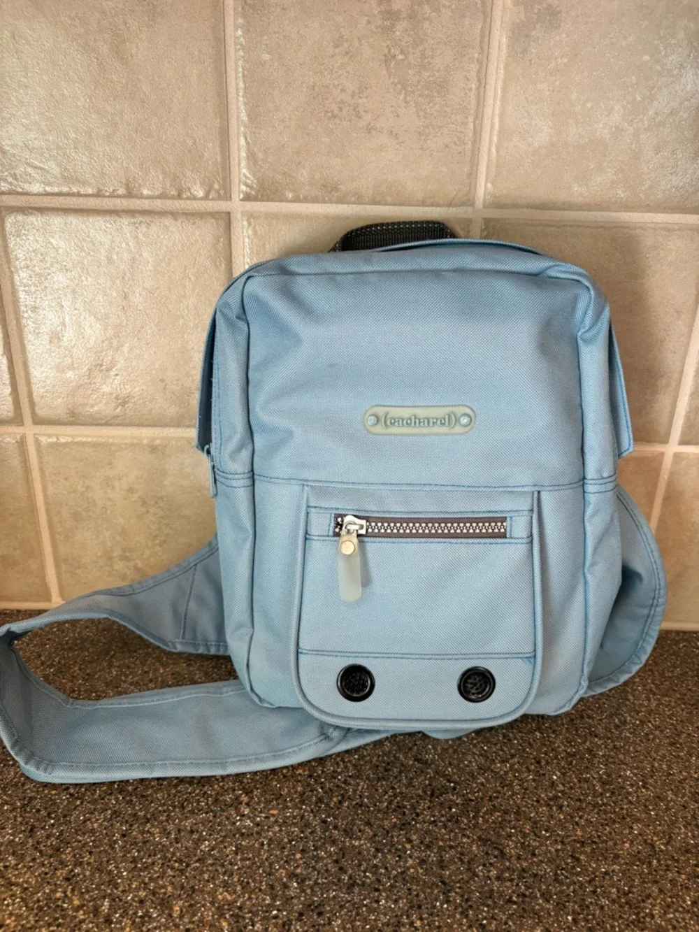Vintage Cacharel Baby Blue Sling Bag Y2K Techwear Gorpcore Crossbody Utility - Picture 3 of 8